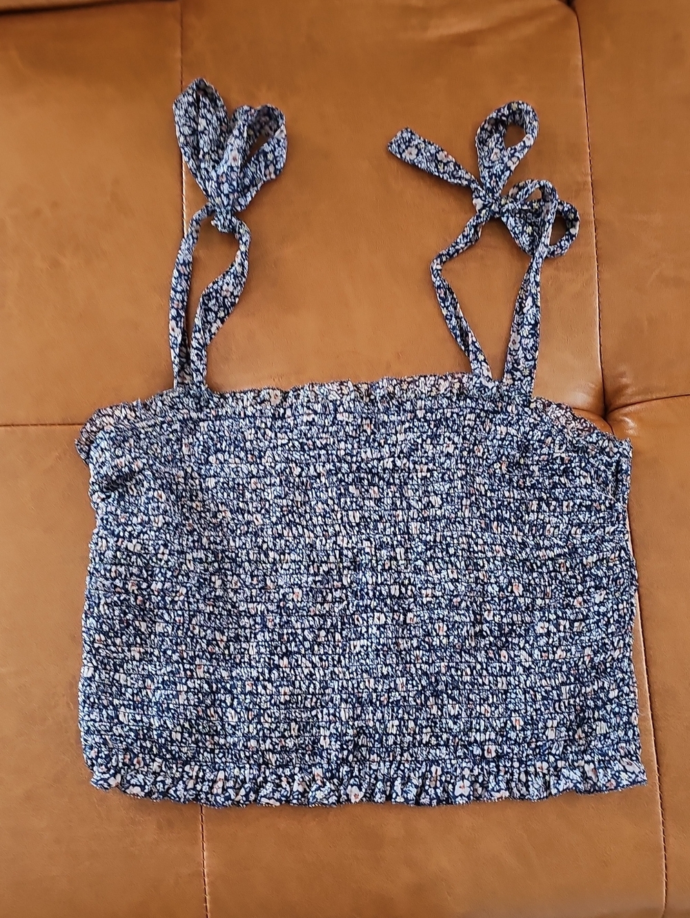 Abercrombie & Fitch Navy Floral Tie-Strap Top